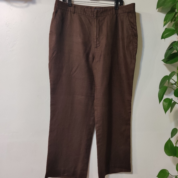 Chaps Linen Brown Dress Pants 16 Size16 - Picture 2 of 9